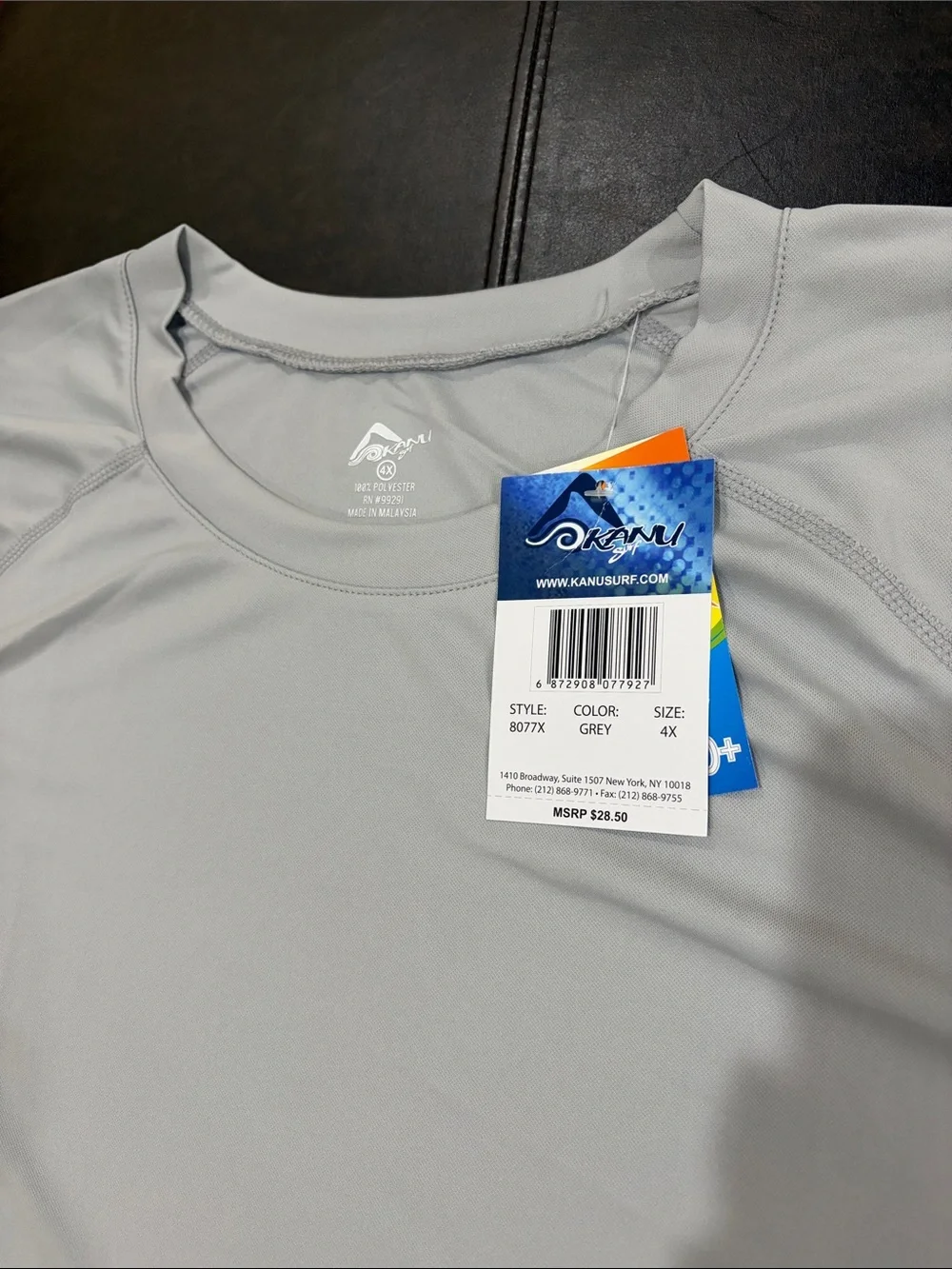 Kanu Surf Men's Short Sleeve Swim Rash Guard in Light Gray